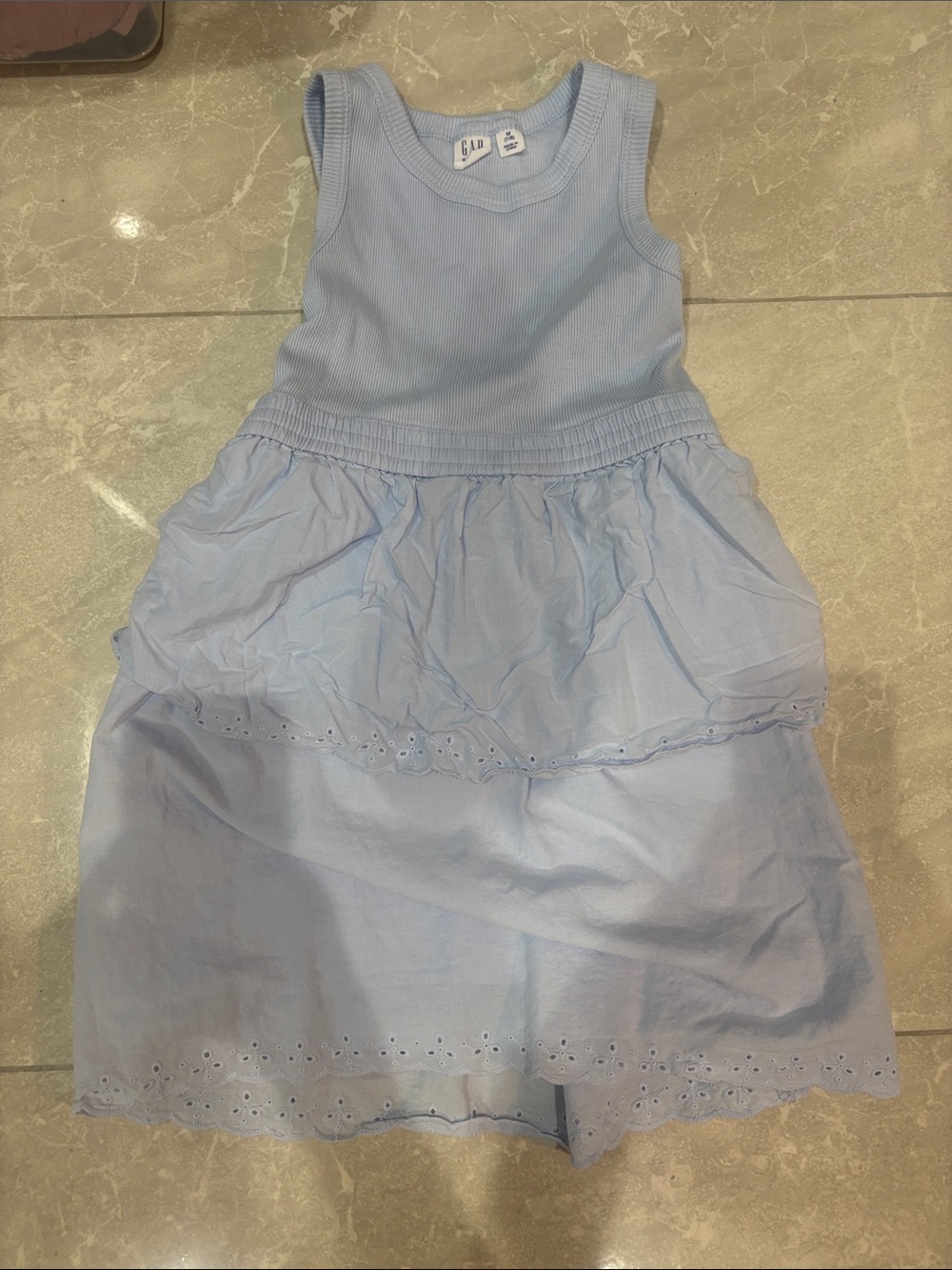 GAP Light Blue Sleeveless Tiered Eyelet Dress